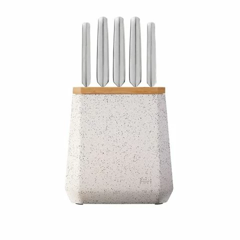 Furi - Pro Stone Knife Block Set Black & White Terrazzo 6pce